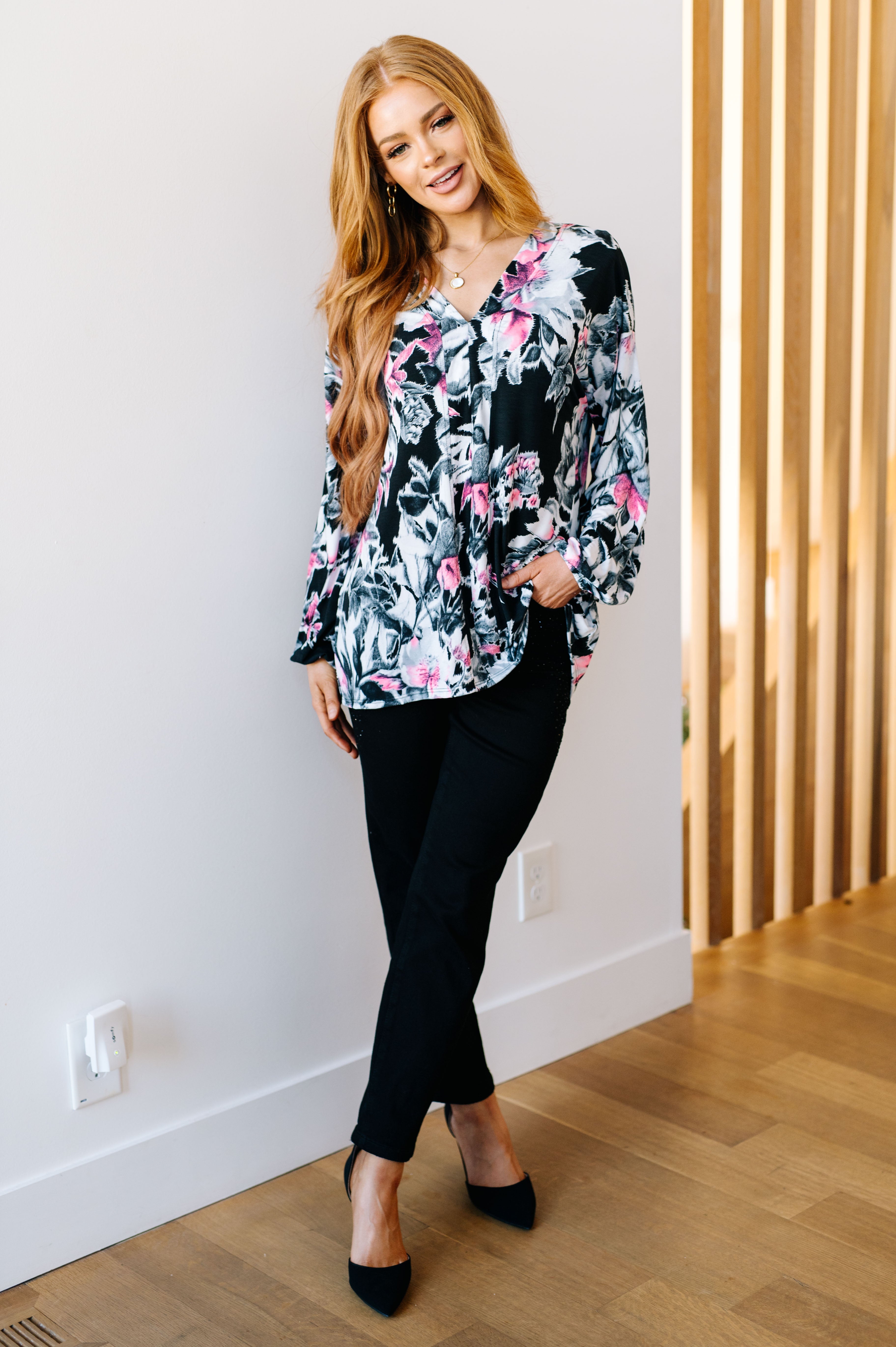 White Birch Rendered Rendition V-Neck Top Shirts & Tops