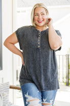 Jodifl She's Alright Mineral Wash Sleeveless Henley Shirts & Tops
