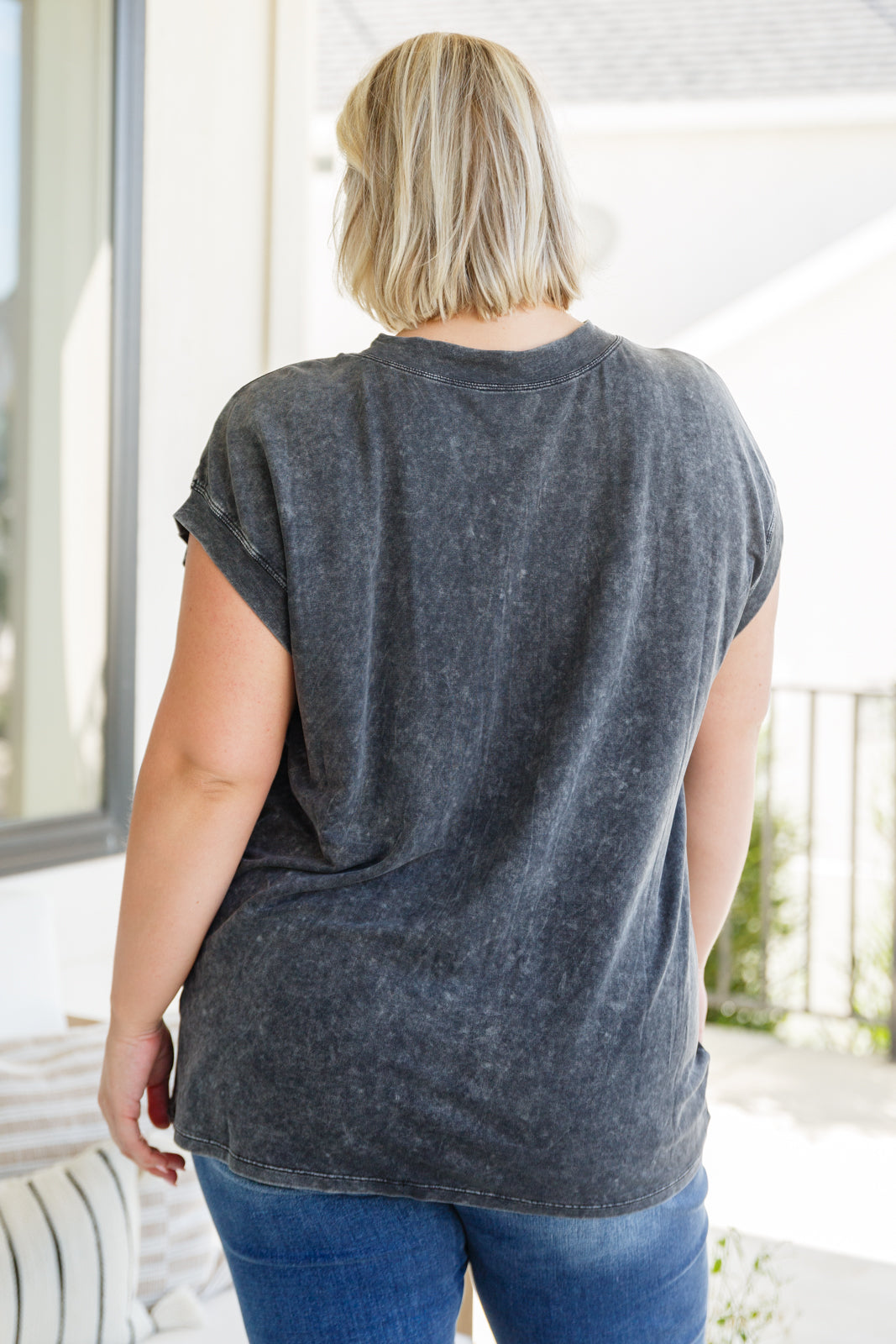 Jodifl She's Alright Mineral Wash Sleeveless Henley Shirts & Tops