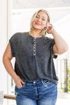 Jodifl She's Alright Mineral Wash Sleeveless Henley Shirts & Tops