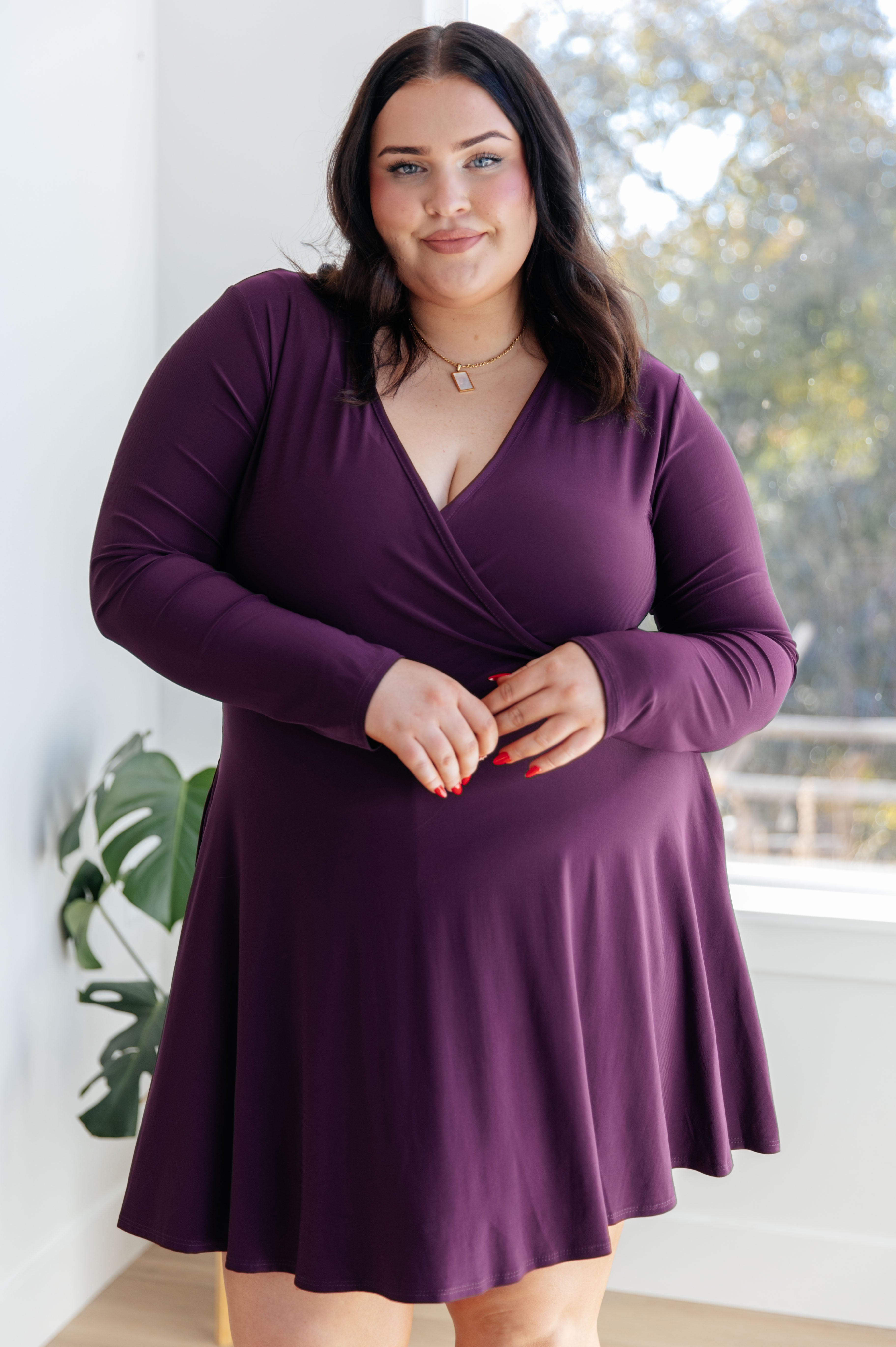 White Birch Solution to Everything Long Sleeve Skort Dress Dresses