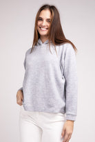 Zenana Hooded Brushed Melange Hacci Sweater ZENANA