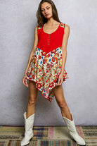 POL Ruby Round Neck Ribbed Tank with Woven Print Patch