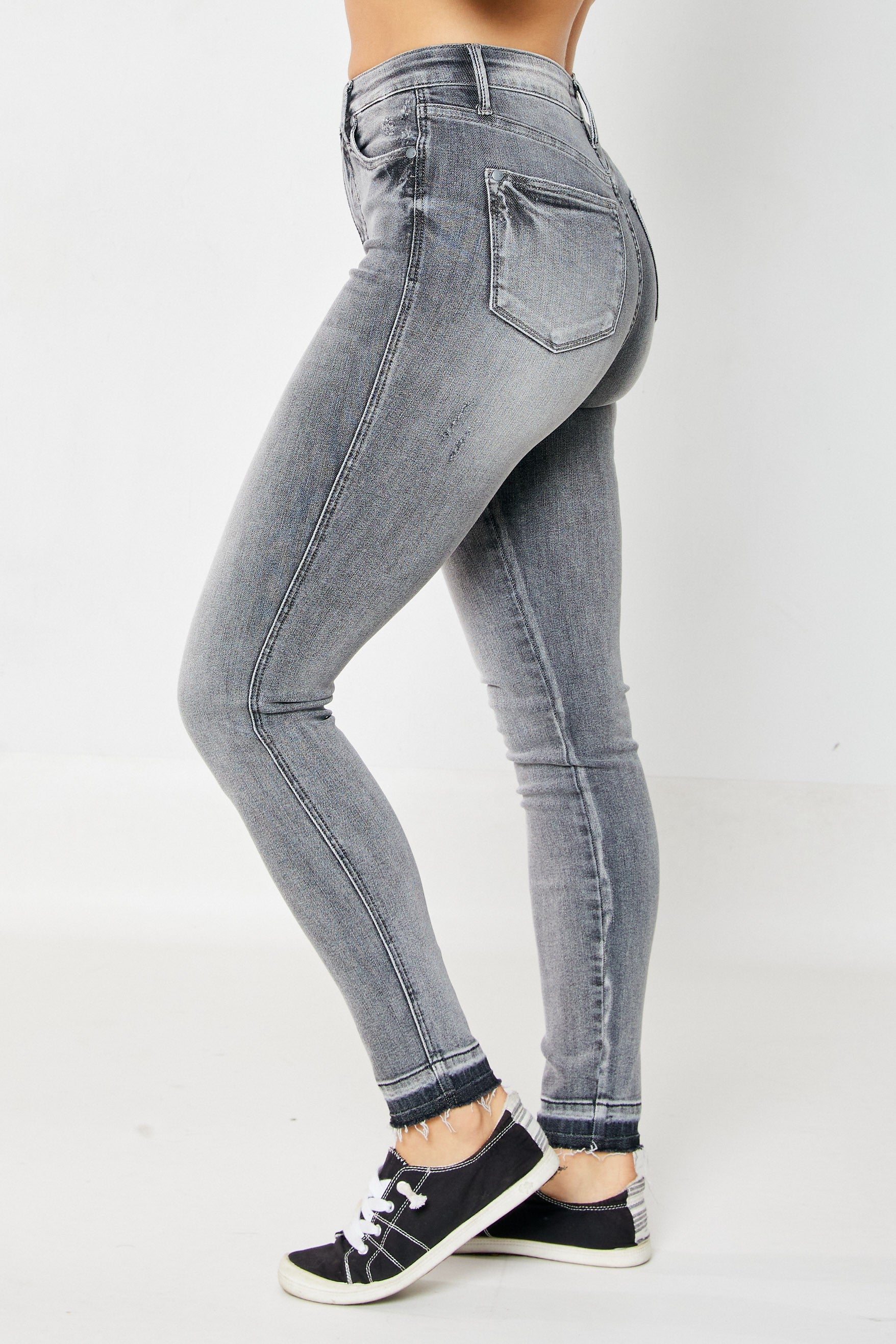 Judy Blue Hadley High Rise Tummy Control Release Hem Skinny Jeans In Washed Out Gray Ave Shops