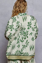 POL Button Down Floral Long Sleeve Shirt – Ivory/Green Floral