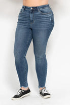 Judy Blue Plus Size High Waist Skinny with Destroy & Shark Bit Hem