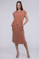 Hyfve Casual Comfy Sleeveless Midi Dress BAKED CLAY HYFVE