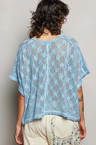 POL Cornflower Blue Crochet Lace Short Sleeve Top
