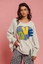 BiBi LOVE Heart Patch Slit French Terry Sweatshirt