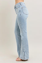 Judy Blue Light Washed Tummy Control Vintage Wash Side Slit Slim Boot Jeans