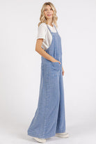 Mittoshop Blue Mineral Washed Textured Wide Leg Overalls