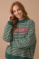 Merry and Bright Striped Sweatshirt