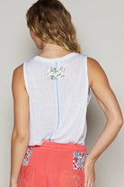 POL Floral Detail Pocket Patch Tank Top