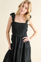 And The Why Smocked Ruffled Tiered Dress Trendsi