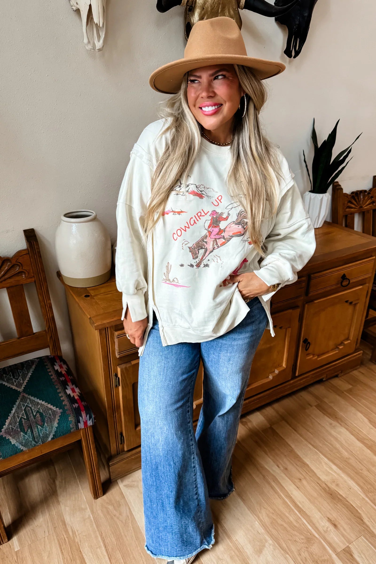 PREORDER: Blakeley Ranch Girl Classic Crew Pullover Cowgirl Up Womens