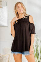 Heimish Frill Round Neck Cold Shoulder T-Shirt