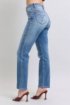 Judy Blue Vintage Washed Thermal Straight Jeans with Pockets Jeans