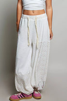 POL Ivory Patchwork Mixed Knit Wide Leg Pants IVORY MULTI
