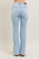 Judy Blue Light Washed Tummy Control Vintage Wash Side Slit Slim Boot Jeans