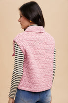 Annie Wear Blush Pink Textured Quilted Snap Down Vest Coat