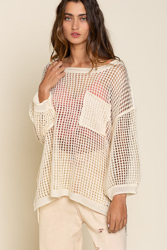 POL Oversized Fit See-through Pullover Sweater POL