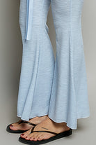 POL Powder Blue Drawstring Textured Ribbed Knit Pants