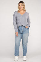 Zenana Plus Garment Dyed Front Seam Sweater ZENANA