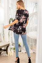 Heimish Crisscross Neck Floral Babydoll Top