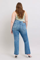 Judy Blue High Wasited Tummy Control Vintage Wash Side Slit Slim Boot Jeans