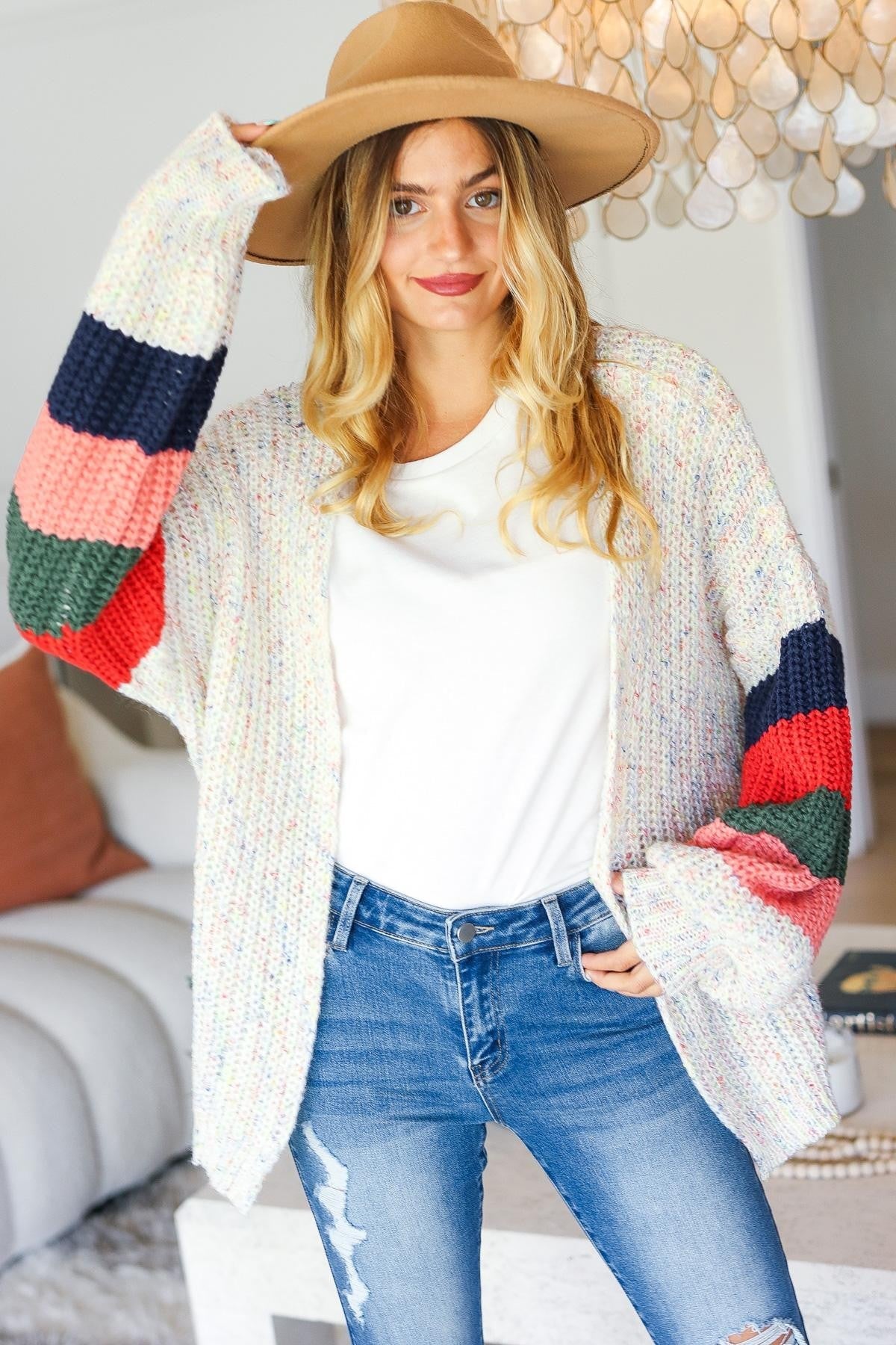 Haptics Multi Color Oversized Sweater Open Cardigan Ave Shops