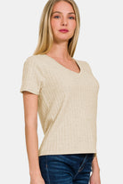 Zenana Ribbed Short Sleeve T-Shirt Trendsi