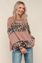 Haptics Taupe & Olive Soft Camo/Leopard Knit Top
