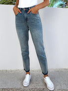 Judy Blue Medium Washed Mid Rise Rigid Magic Release Hem Jeans