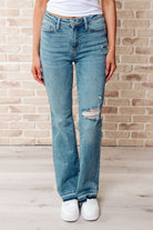 Judy Blue Isla Mid Rise Distressed Released Hem Bootcut Jeans 24W Ave Shops