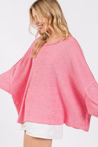 SAGE + FIG Pink Round Neck Batwing Sleeve Oversize Top