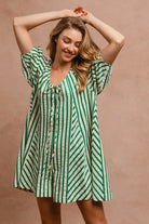BiBi Jade Puffy Sleeves Romper with Back Button Closure