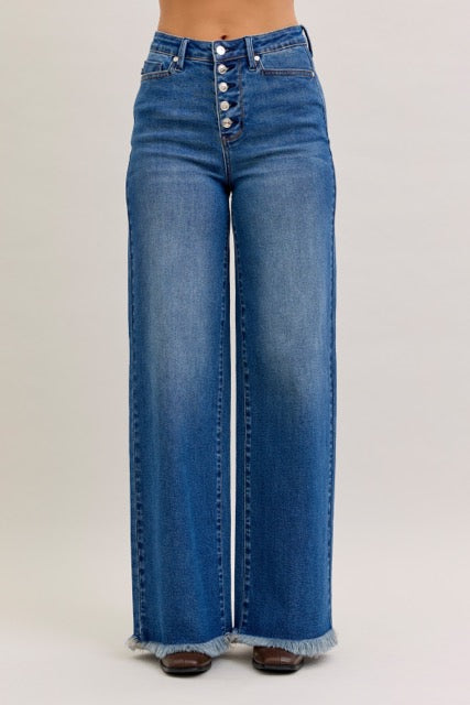 Karla High Waist Column Straight Button-Fly & Back Welt Pkts Womens