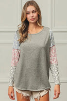 BiBi French Terry with Paisley Triblend Color Block H GREY