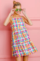 BiBi Multi Colors Plaid Sleeveless Sun Dress