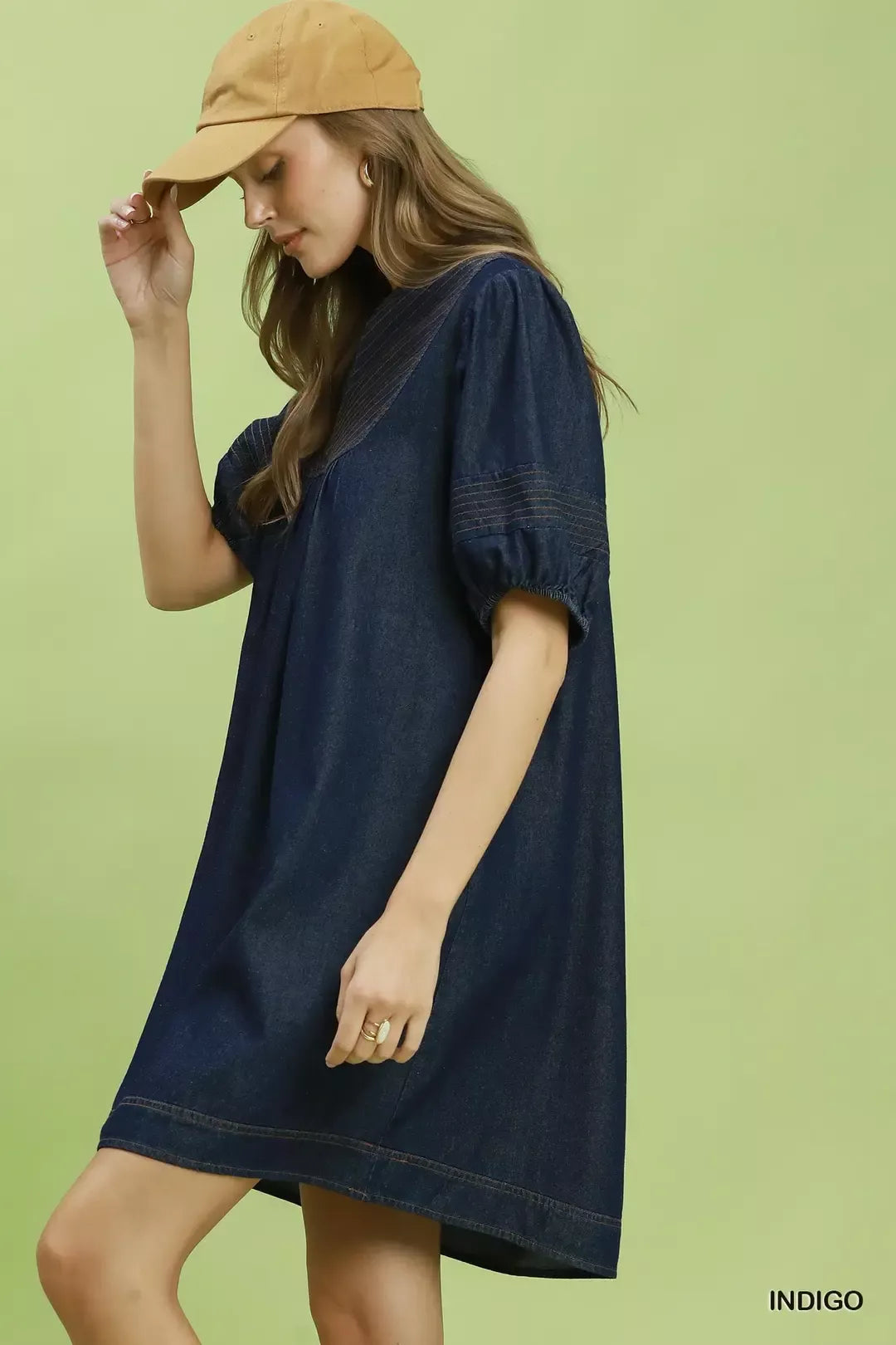Umgee Indigo Notched Puff Sleeve Mini Dress with Pockets – Ruby Idol Apparel Umgee Indigo Notched Puff Sleeve Mini Dress with Pockets – Ruby Idol Apparel