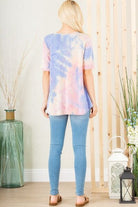 Heimish Crisscross Tie Dye Blue & Pink Babydoll Top