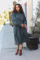 Haptics Hunter Green Plaid Check Woven Pocketed Dress Haptics