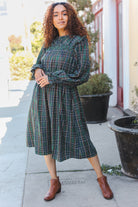 Haptics Hunter Green Plaid Check Woven Pocketed Dress Haptics