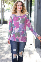 Haptics Beautiful You Magenta Floral Vintage Two Tone Knit Top 2024 Blow-Out Sale