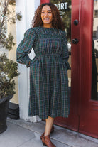 Haptics Hunter Green Plaid Check Woven Pocketed Dress Haptics