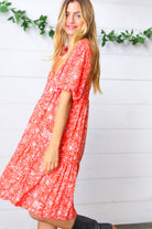 Haptics Coral Floral Button Down Midi Dress Final Sale Haptics