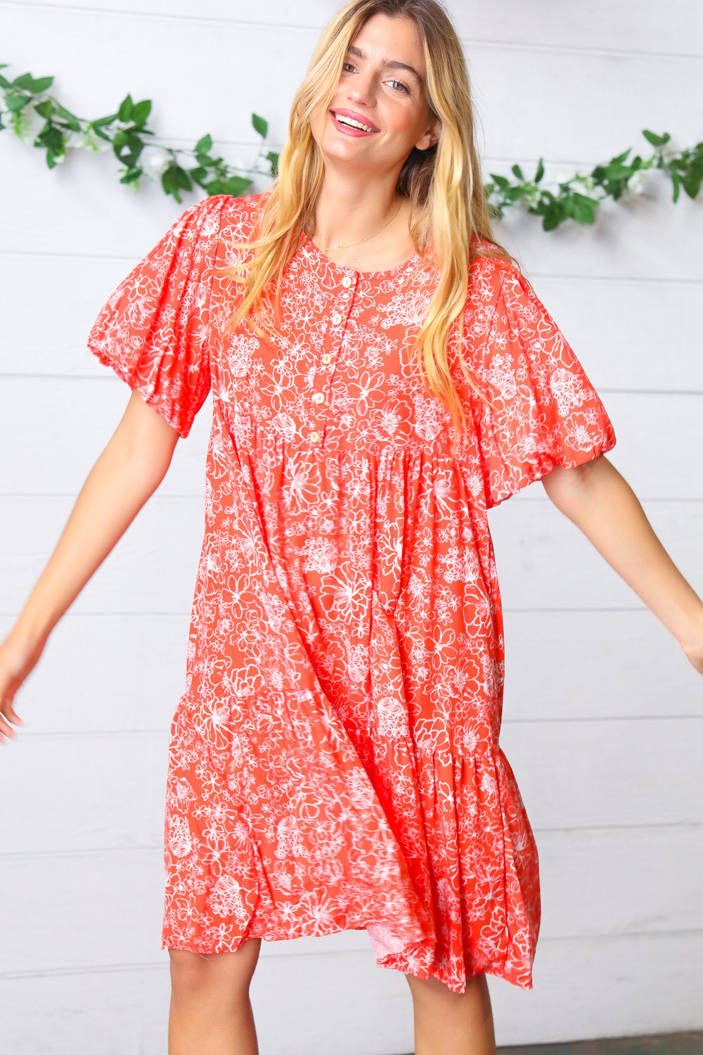 Haptics Coral Floral Button Down Midi Dress Final Sale Haptics