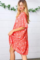 Haptics Coral Floral Button Down Midi Dress Final Sale Haptics