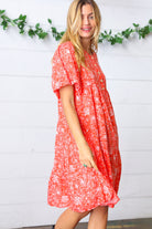 Haptics Coral Floral Button Down Midi Dress Final Sale Haptics