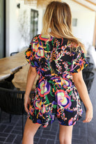 Haptics Live For Today Black Floral Surplice Woven Romper Final Sale Haptics